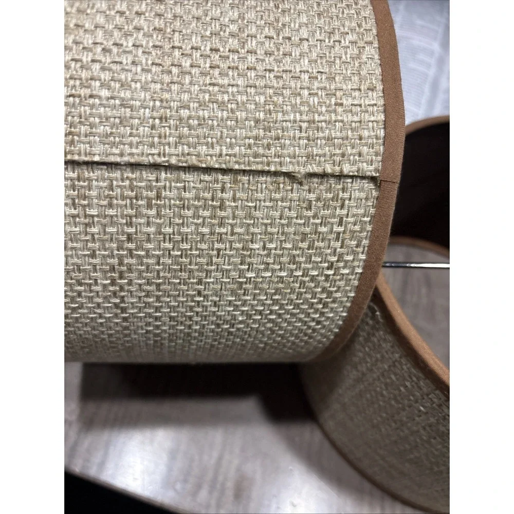 Set 4x Burlap Drum Lamp Shade 8in Natural Neutral Decor Rustic Farmhouse Round
